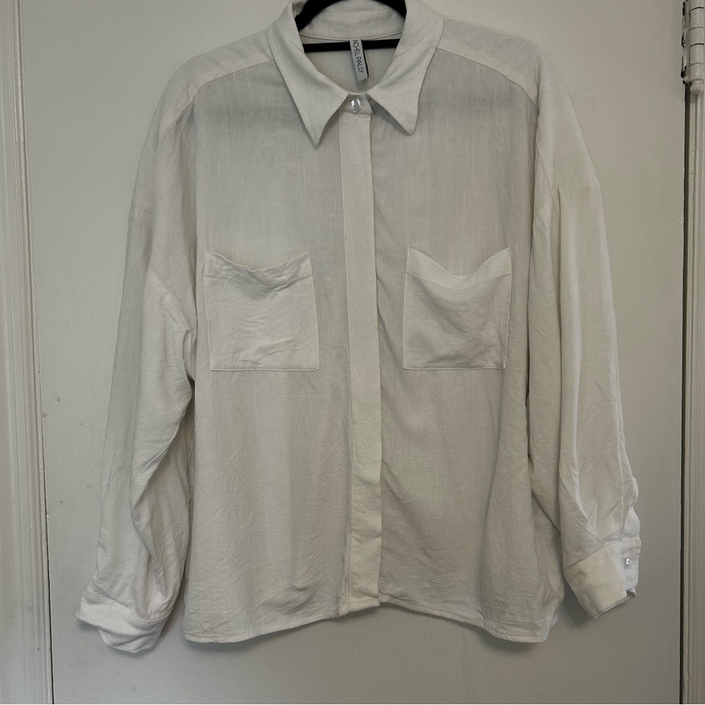 Rachel Pally Linen Oliver Top - white button down shirt